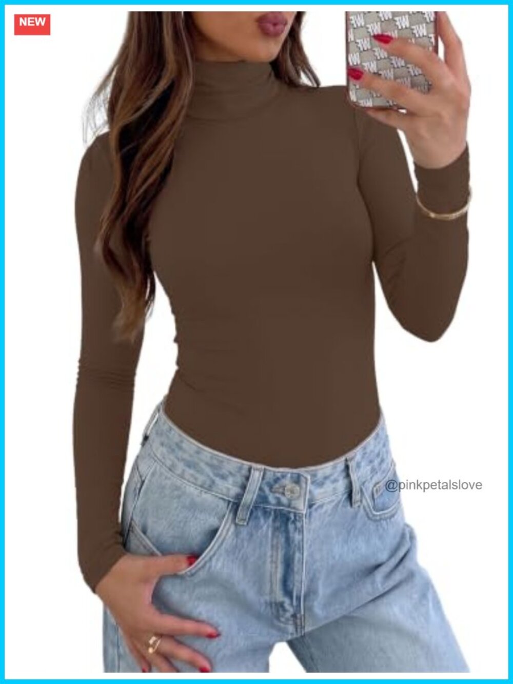Women's Long Sleeve Turtleneck Slim Fit Stretch Top Fall Winter Layering